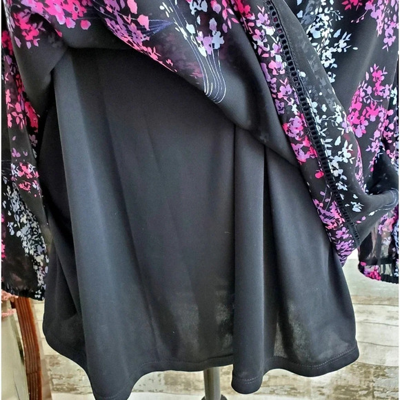 Lane Bryant Womens Plus Floral Square Neck Lined Blouse Purple Pink Size 14 NWT - Picture 5 of 8